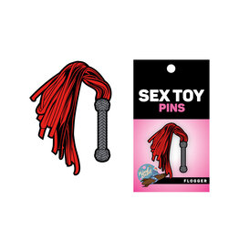 Wood Rocket Flogger Enamel Pin - Red/Grey