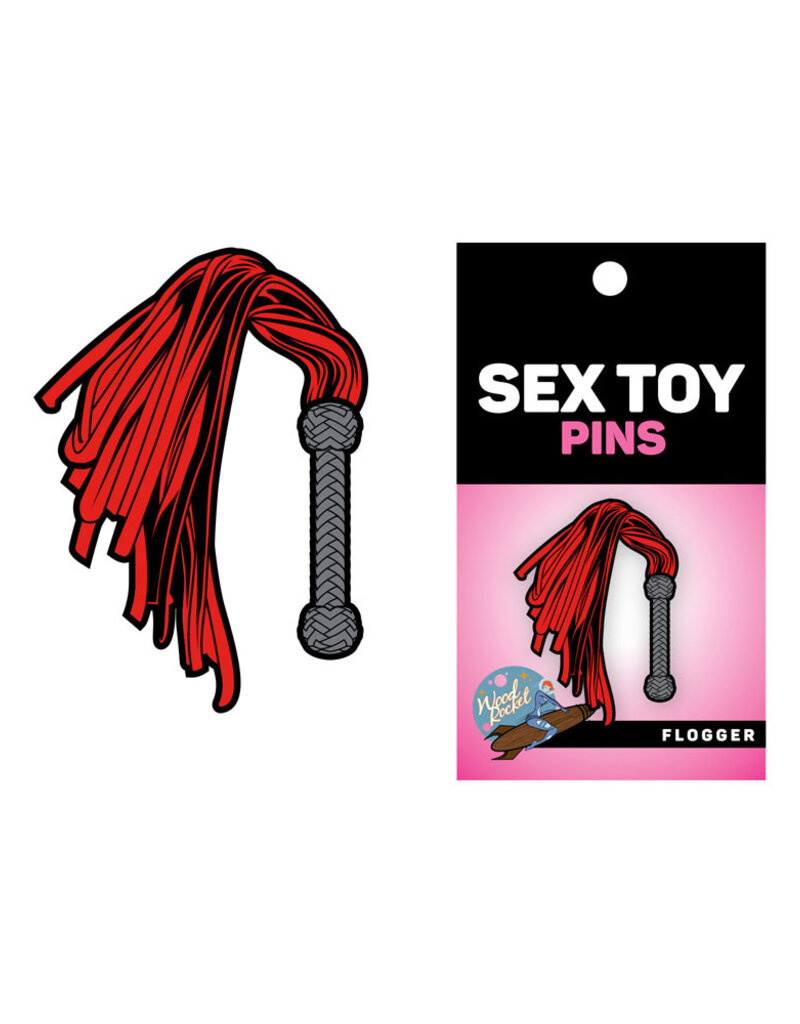 Wood Rocket Flogger Enamel Pin - Red/Grey