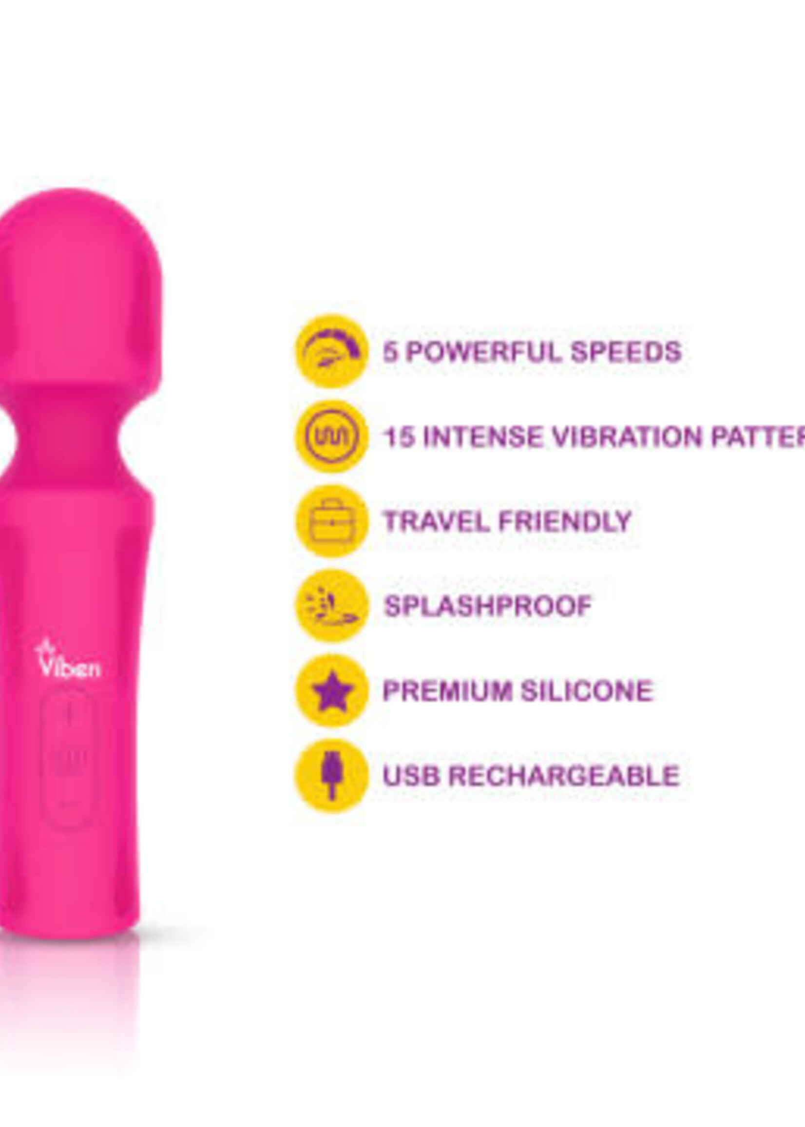 Viben Mighty Muse - Hot Pink - Powerful Personal Wand - Massager