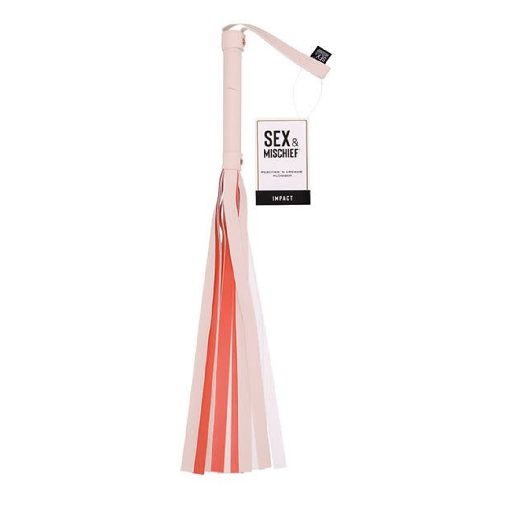 Sportsheets Sex & Mischief Peaches ‘n CreaMe Stripe Flogger - Ivory/Orange