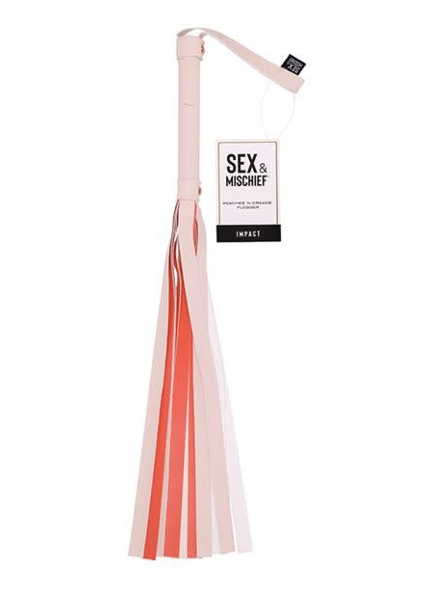 Sportsheets Sex & Mischief Peaches ‘n CreaMe Stripe Flogger - Ivory/Orange