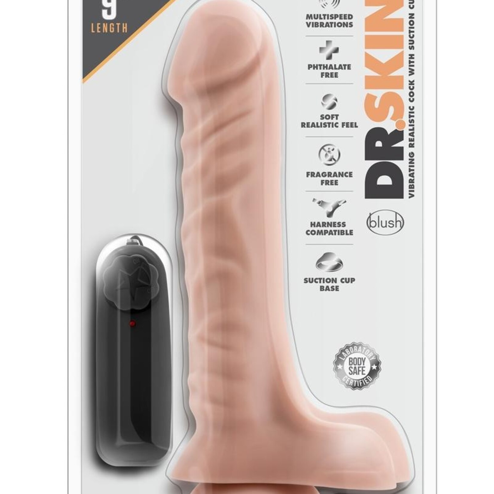 Blush Novelties Dr. Skin - Dr. James - 9 Inch Vibrating Cock With Suction Cup - Vanilla