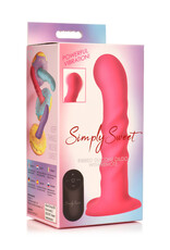 Curve Toys Simply Sweet 21X Vibrating Ribbed Silicone Dildo With Remote Pink