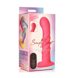 Curve Toys Simply Sweet 21X Vibrating Ribbed Silicone Dildo With Remote Pink