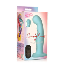 Curve Toys Simply Sweet 21X Vibrating Thick Silicone Dildo With Remote Blue