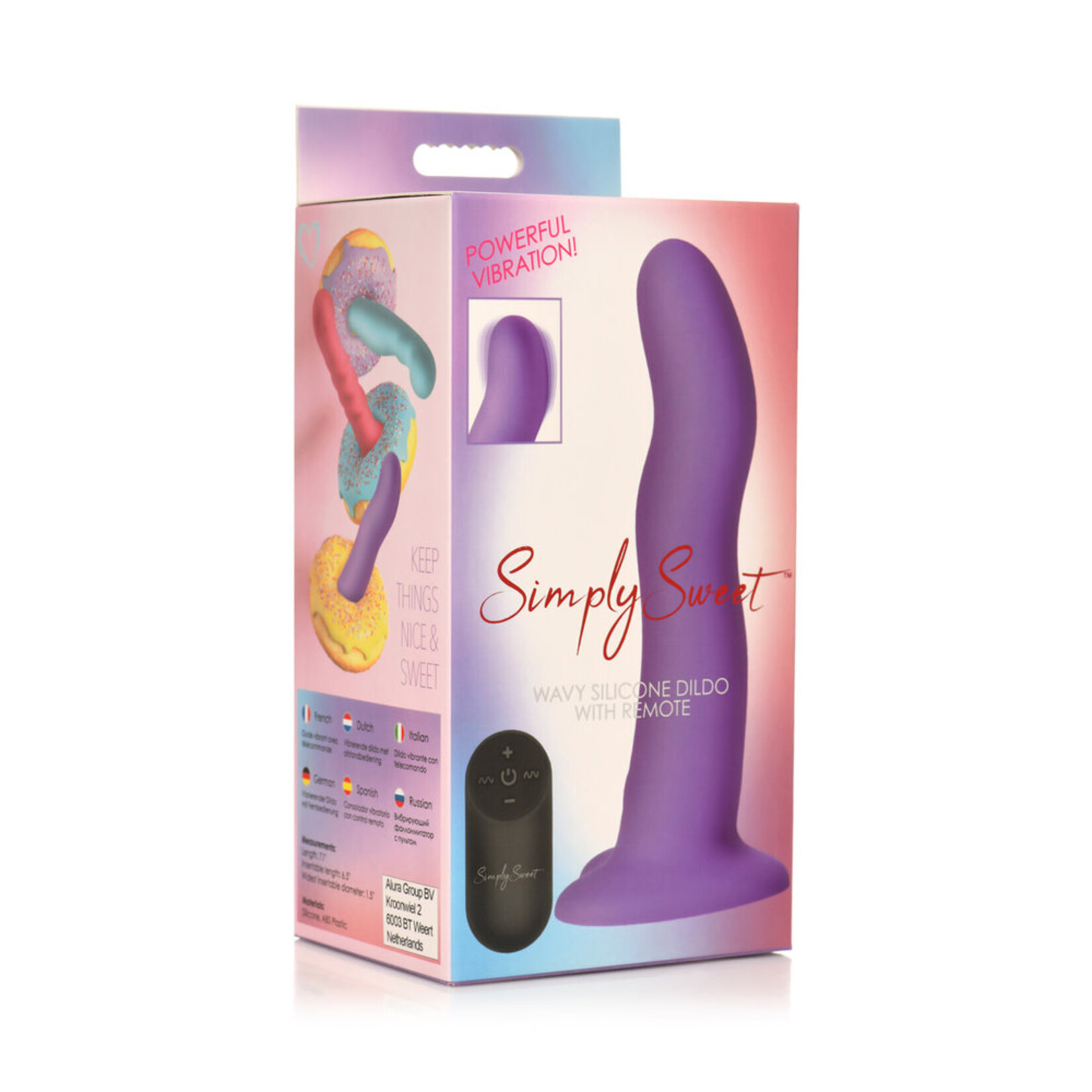 Curve Toys Simply Sweet 21X Vibrating Wavy Silicone Dildo With Remote Purple