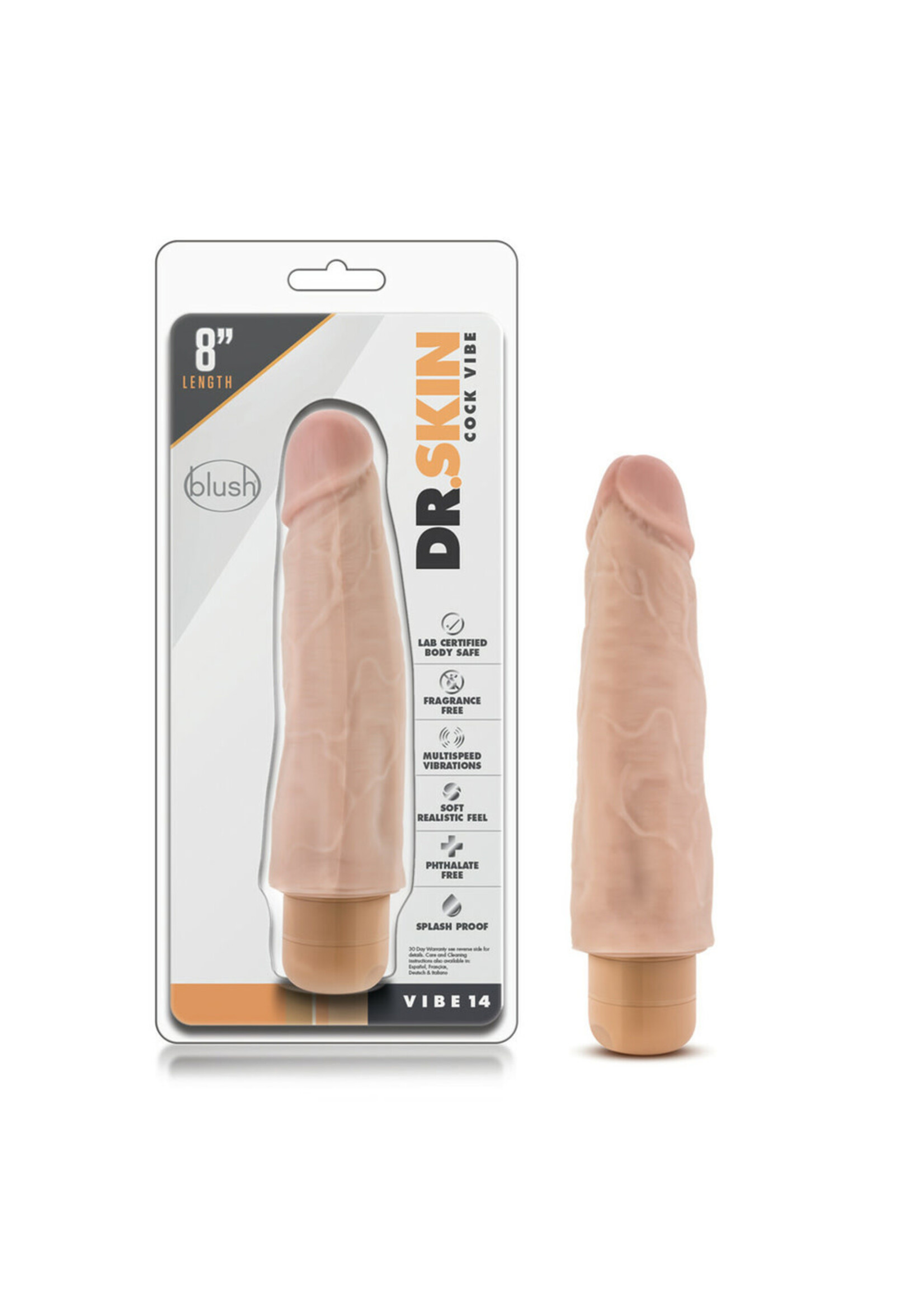 Blush Novelties Dr. Skin - Cock Vibe 14 - 8 Inch Vibrating Cock