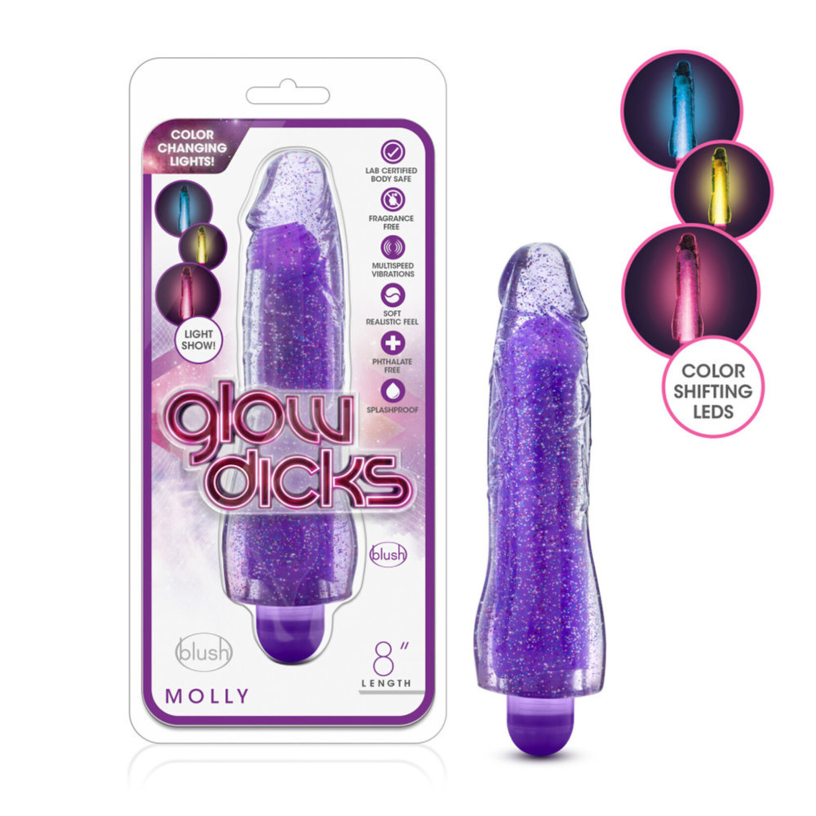 Blush Novelties Glow Dicks Molly Glitter Vibrator