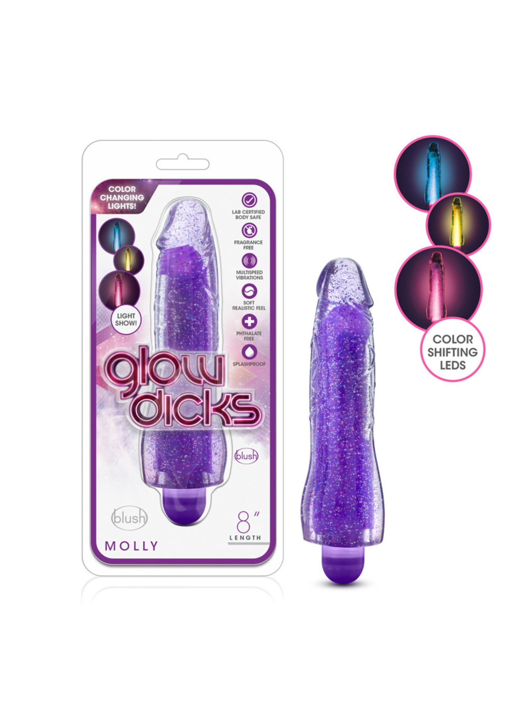 Blush Novelties Glow Dicks Molly Glitter Vibrator