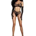 Dreamgirl Lace Bralette Set With Gloves - OS