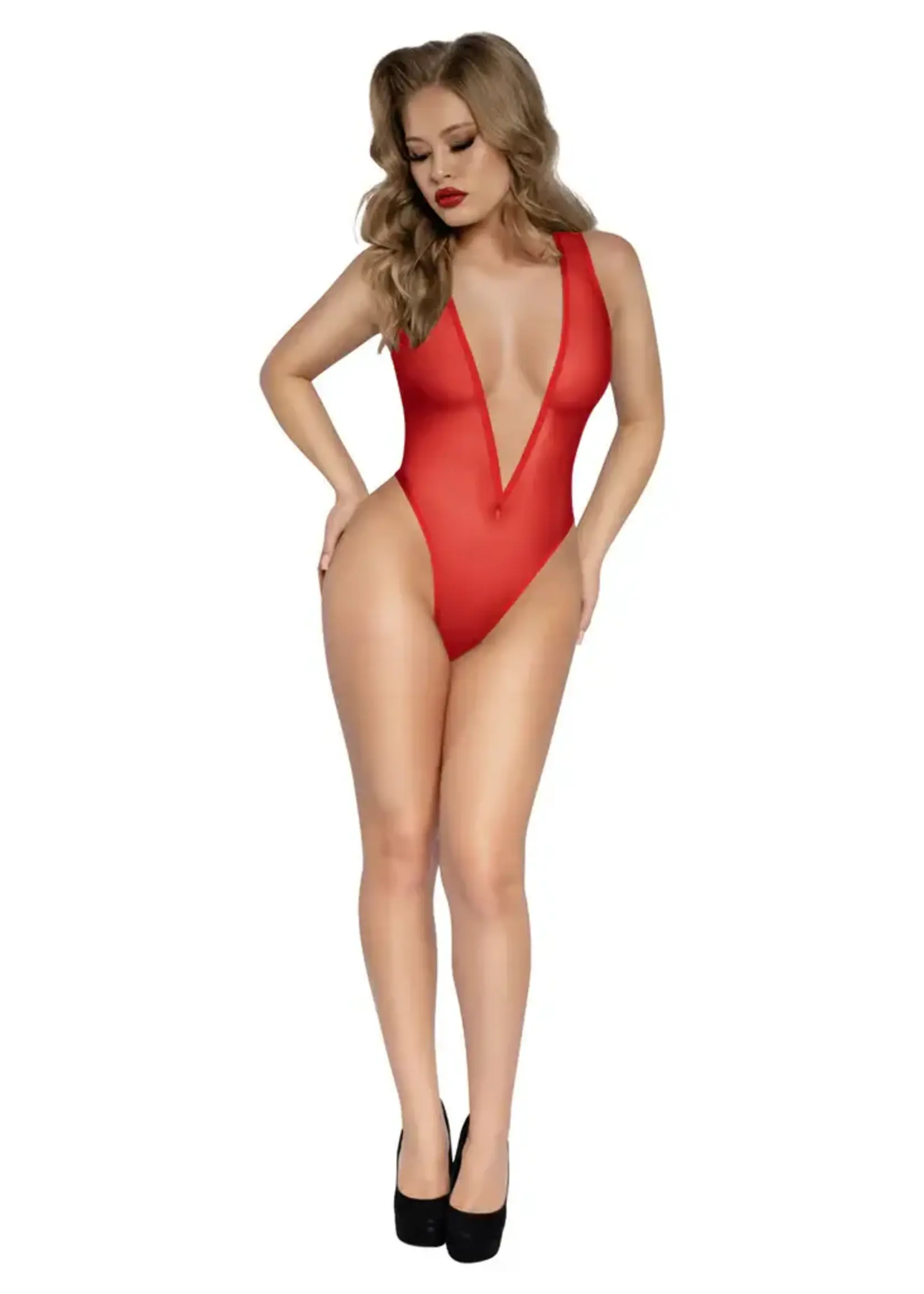 Dreamgirl Mesh Deep v Pull on Teddy - OS