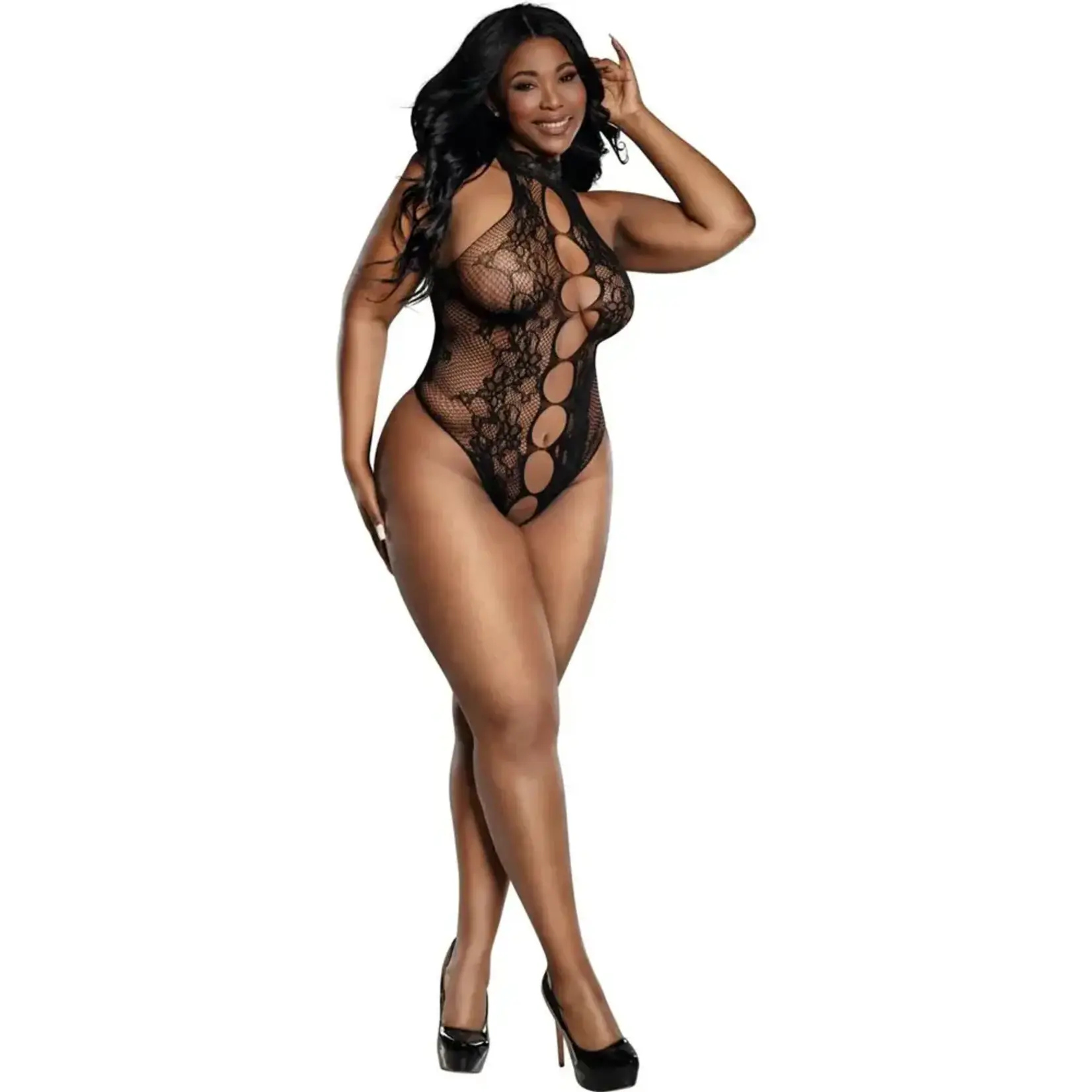 Dreamgirl Peek a Boo Madame Teddy - Curvy Queen Size