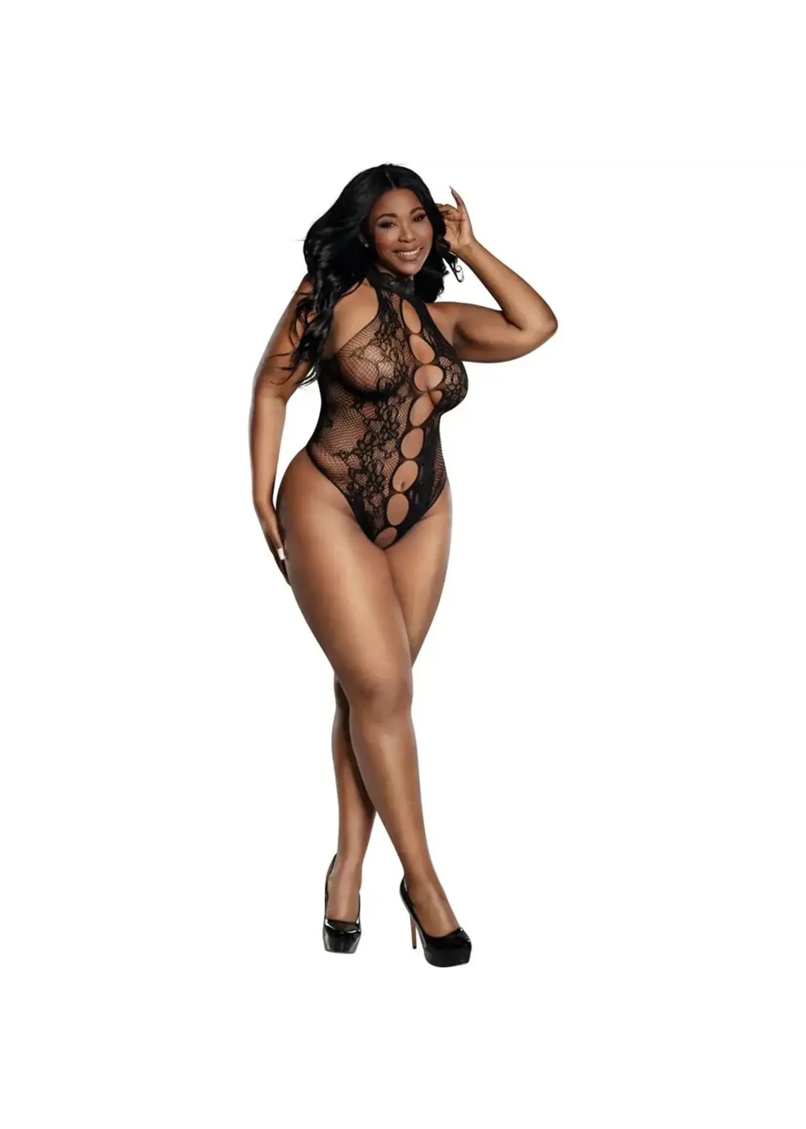 Dreamgirl Peek a Boo Madame Teddy - Curvy Queen Size