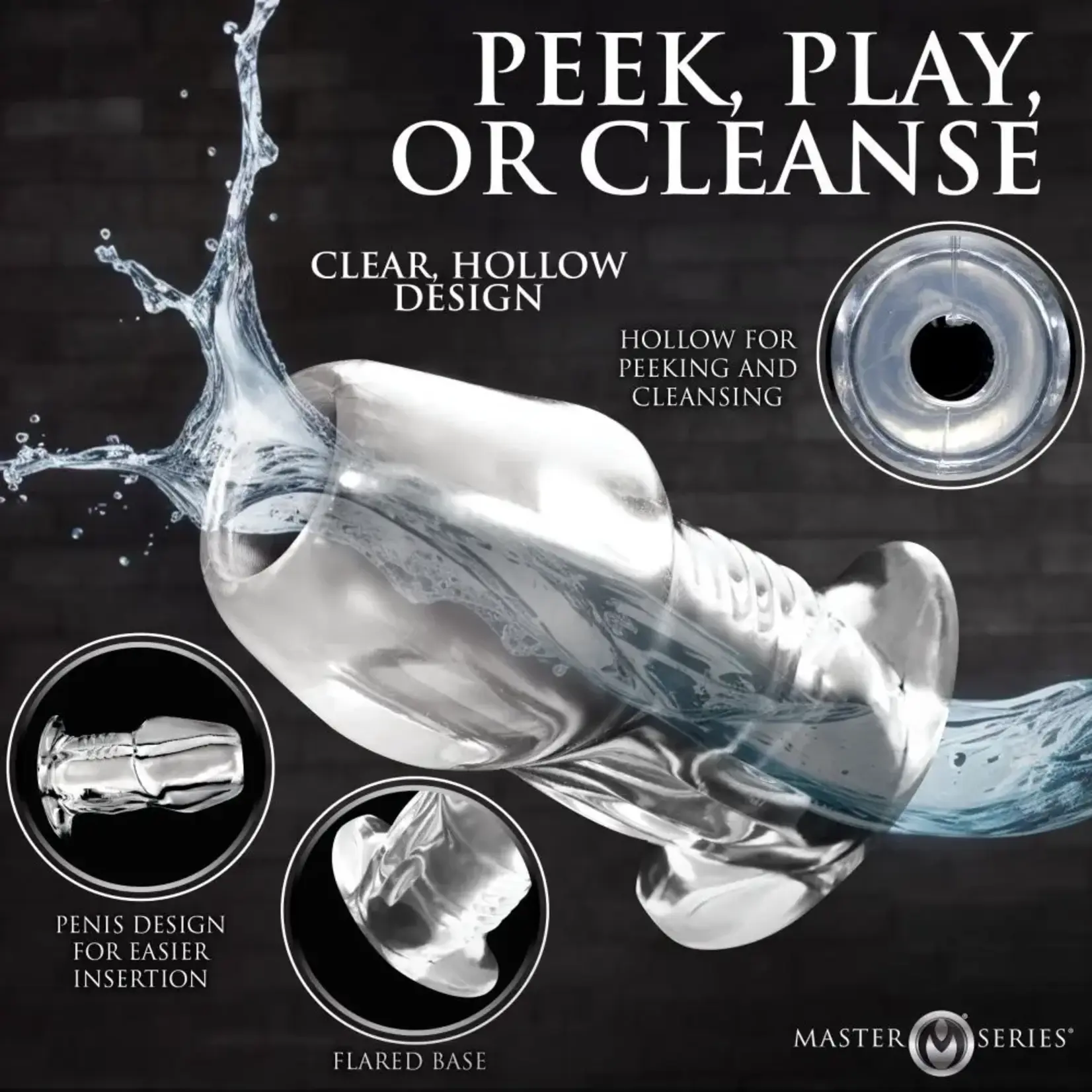 XR Brands Master Series Master Series Dicked Hollow Anal Plug - Clear
