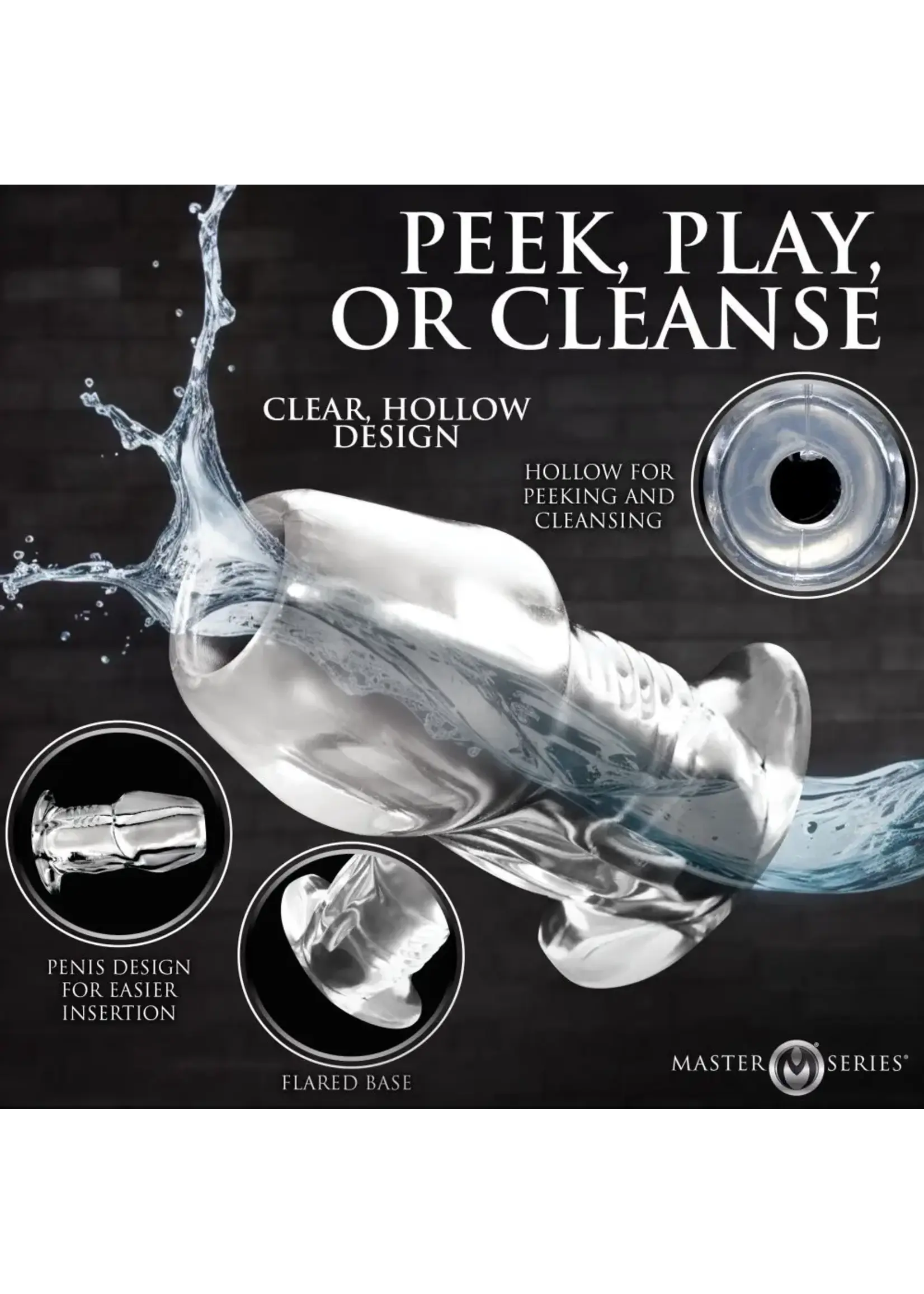 XR Brands Master Series Master Series Dicked Hollow Anal Plug - Clear