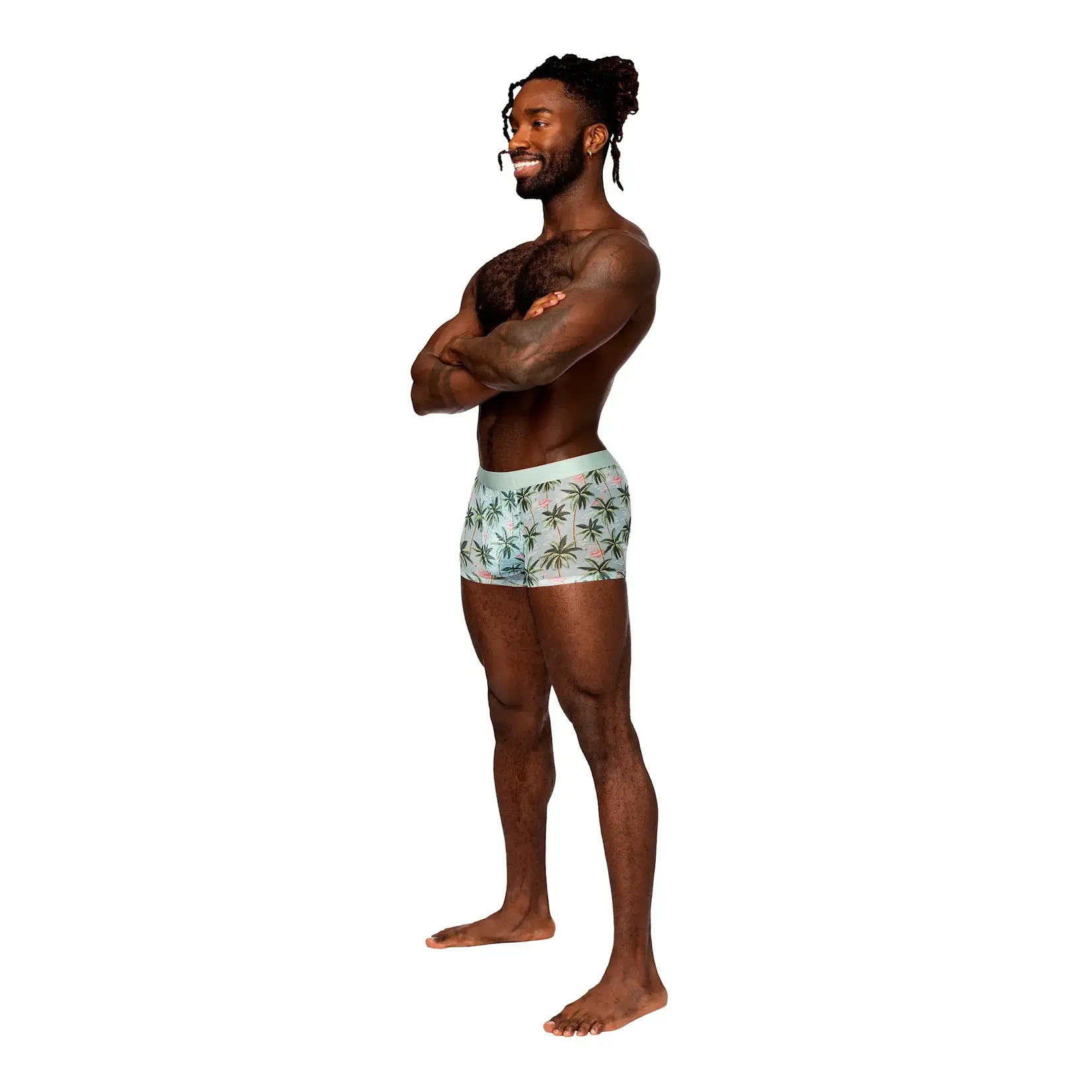 Male Power Sheer Prints Seamless Sheer Short Flamingo