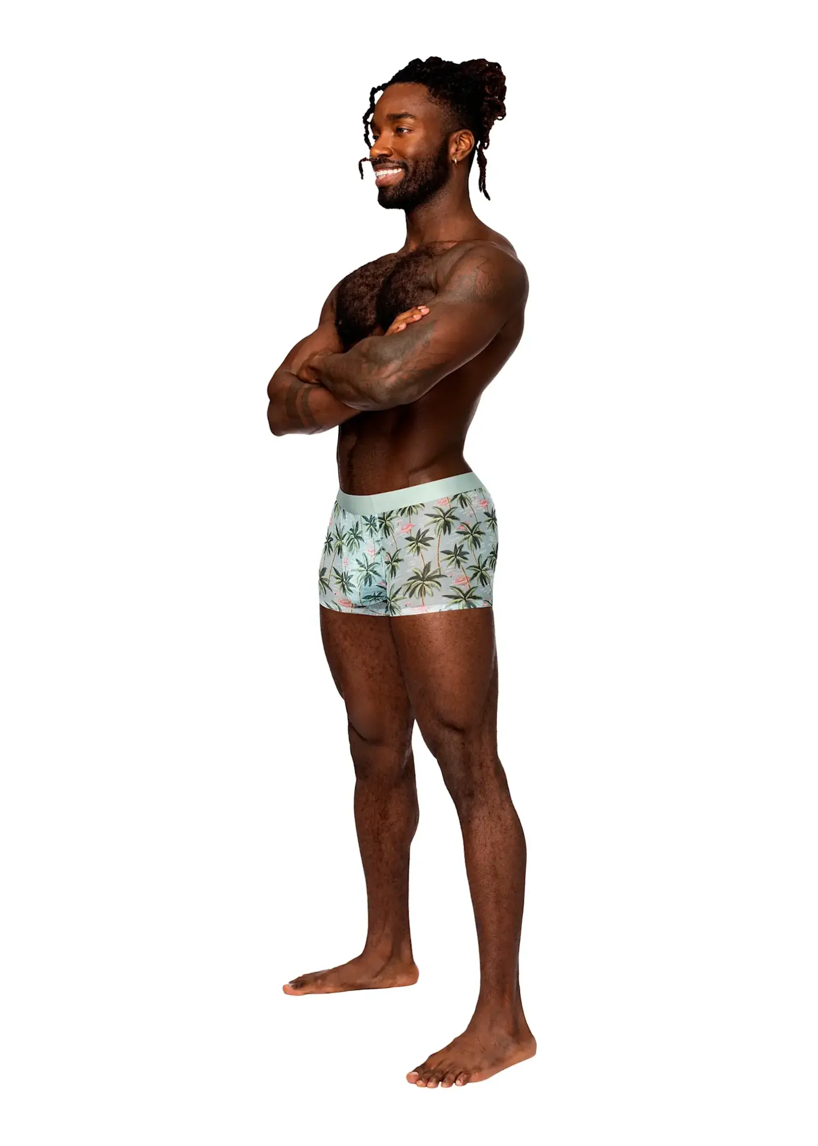 Male Power Sheer Prints Seamless Sheer Short Flamingo