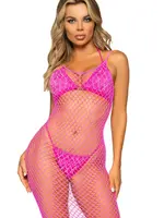 Leg Avenue Leg Avenue Woven Twist Net Backless Maxi Dress - OS