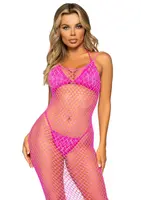 Leg Avenue Leg Avenue Woven Twist Net Backless Maxi Dress - OS