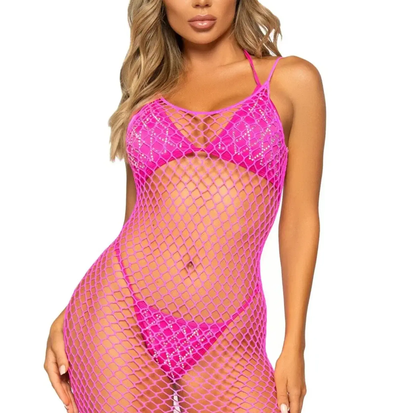 Leg Avenue Leg Avenue Woven Twist Net Backless Maxi Dress - OS