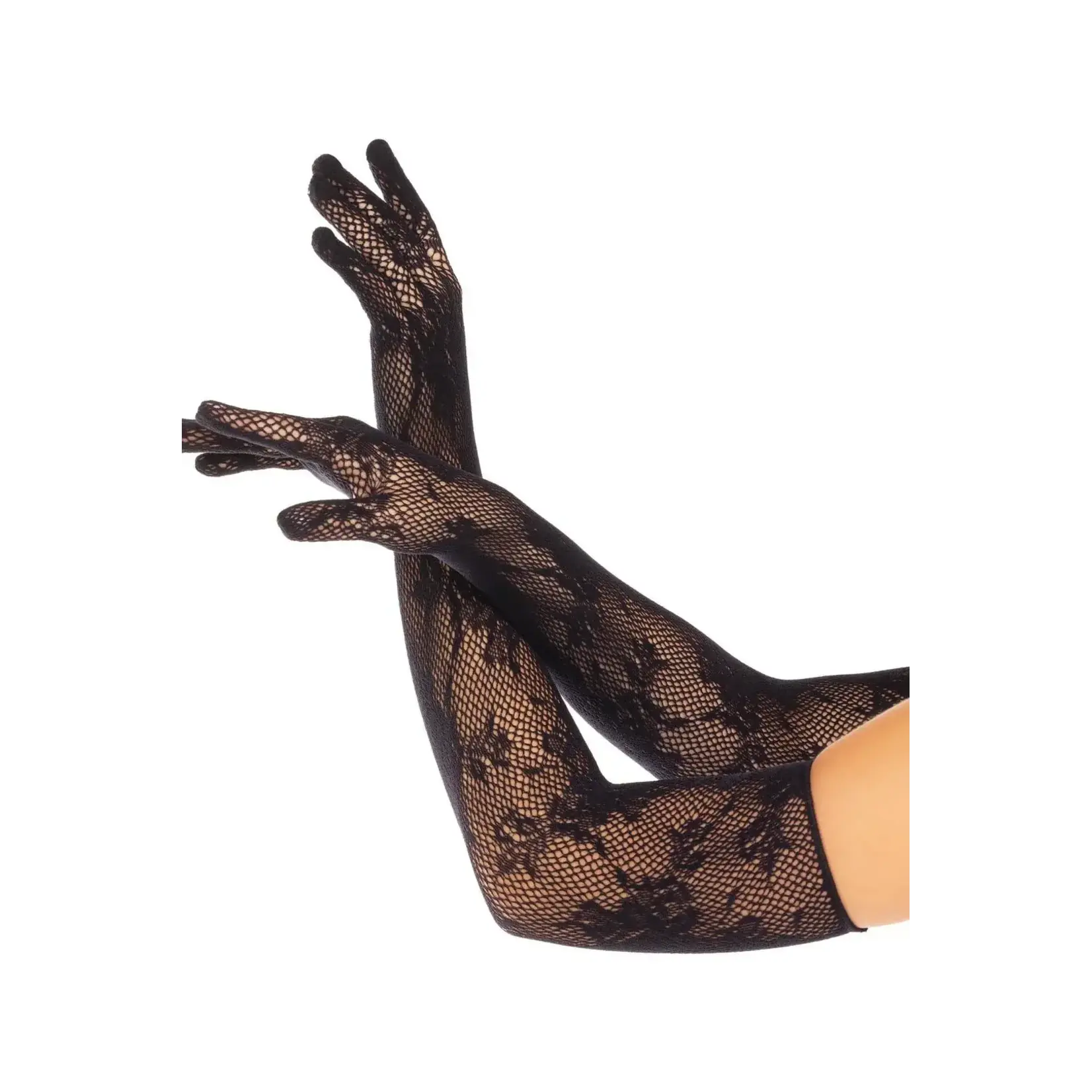Leg Avenue Leg Avenue Seamless Opera Length Floral Net Gloves - OS