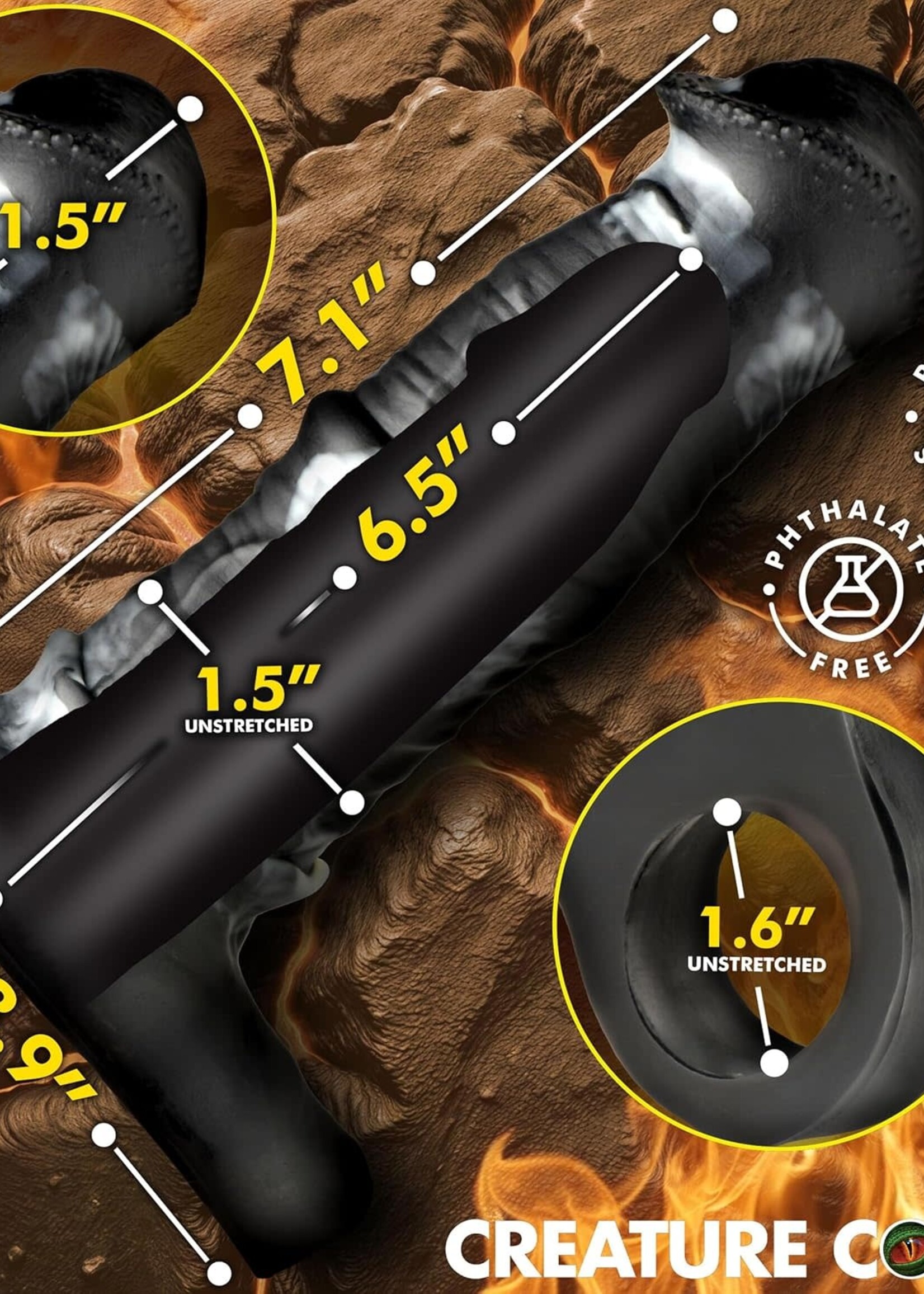 XR Brands Creature Cocks Creature Cocks Stallion Silicone Penis Extension - Black/Gray