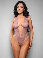 Fantasy Lingerie Gisele Open Plunge Teddy - Lavender