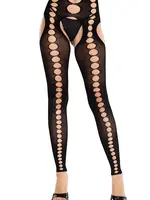 Leg Avenue Leg Avenue Seamless Opaque Cut-Out Footless Suspender Hose - O/S