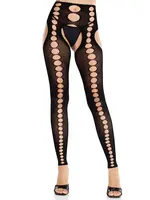 Leg Avenue Leg Avenue Seamless Opaque Cut-Out Footless Suspender Hose - O/S
