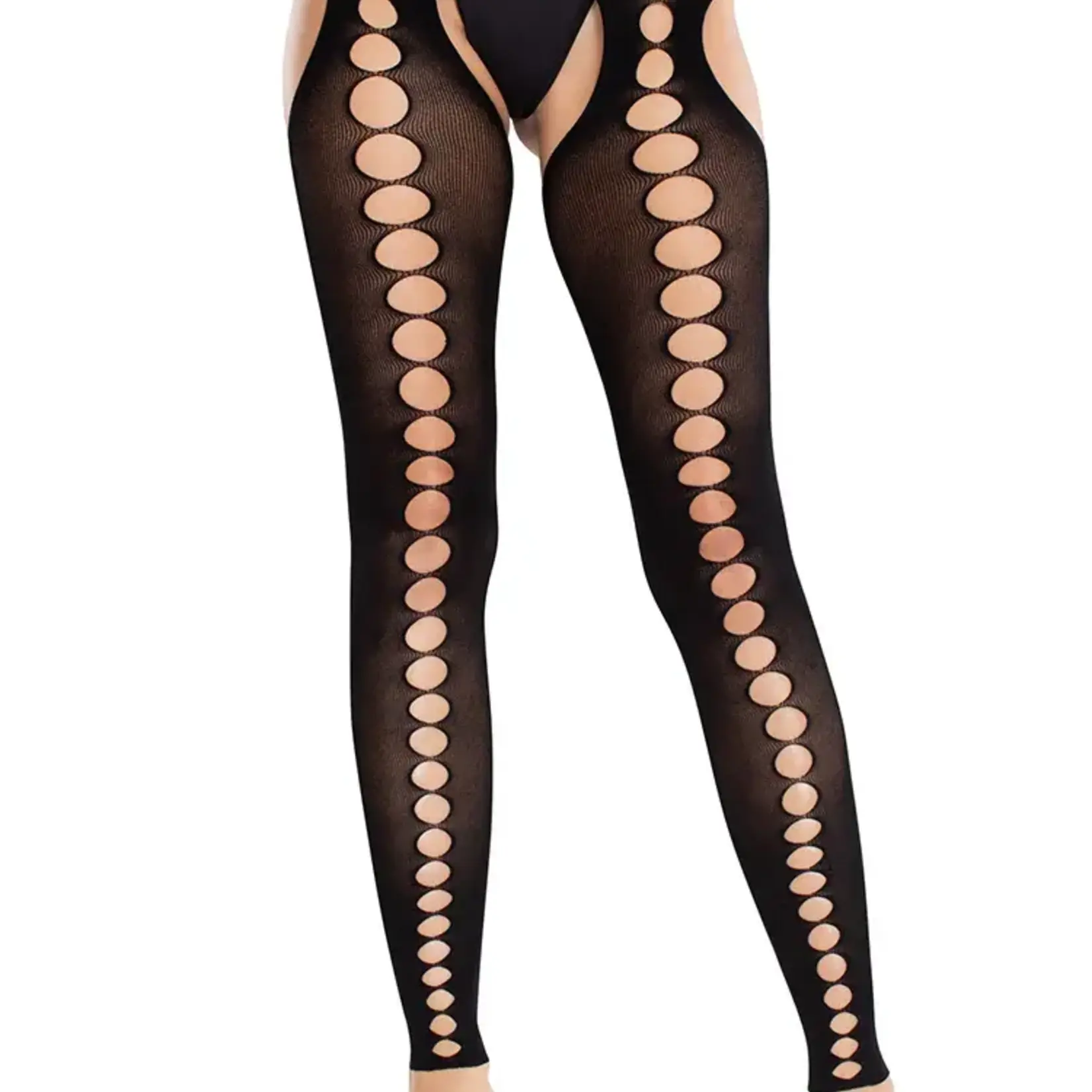 Leg Avenue Leg Avenue Seamless Opaque Cut-Out Footless Suspender Hose - O/S