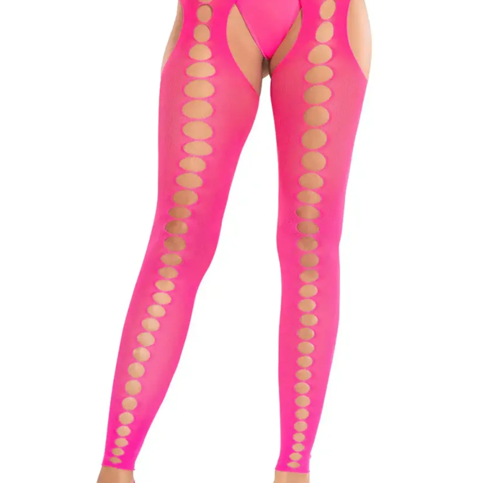 Leg Avenue Leg Avenue Seamless Opaque Cut-Out Footless Suspender Hose - O/S