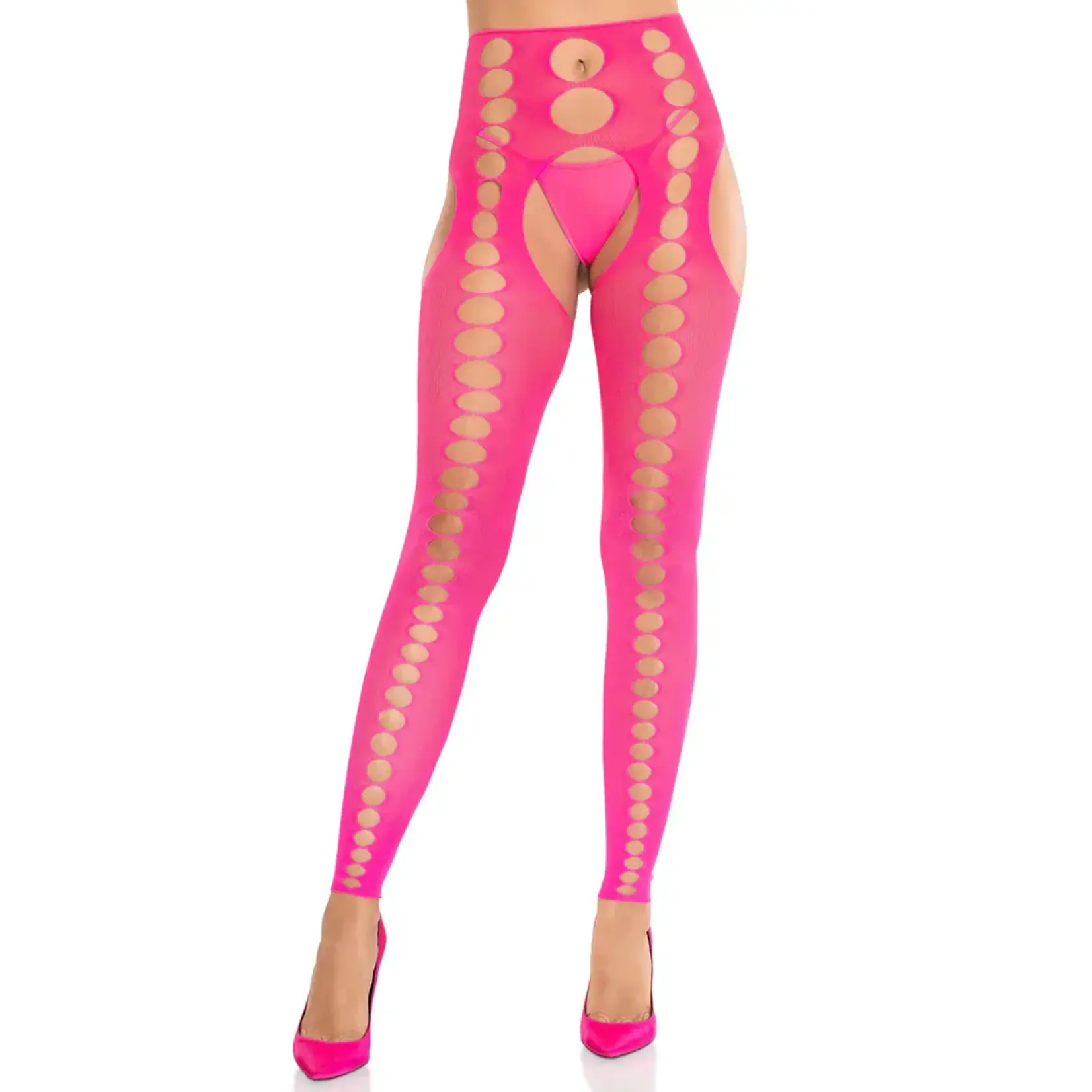 Leg Avenue Leg Avenue Seamless Opaque Cut-Out Footless Suspender Hose - O/S