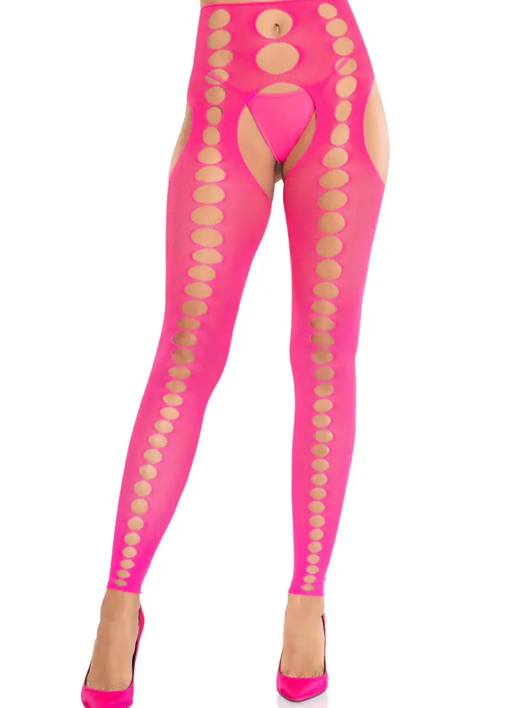 Leg Avenue Leg Avenue Seamless Opaque Cut-Out Footless Suspender Hose - O/S