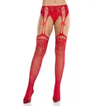 Leg Avenue Rhinestone Lace Top Fishnet Stockings w/ Garter Belt - OS
