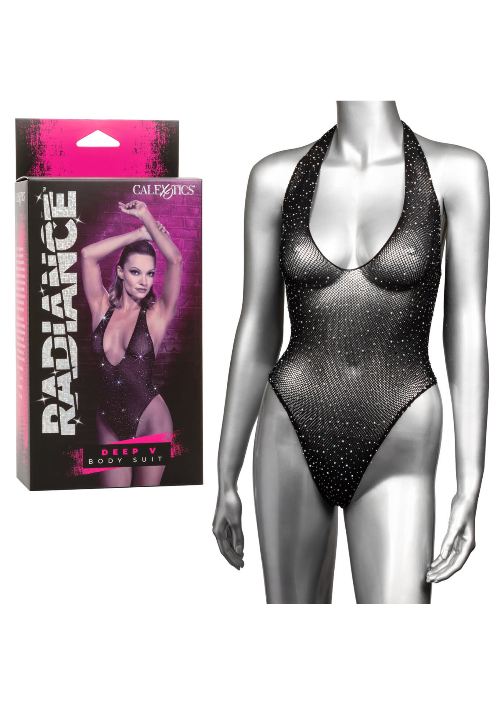 Calexotics Radiance Deep v Body Suit - One Size - Black