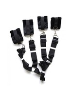 Bizarre Leather Fuzzy Bedroom Bondage Kit - Black