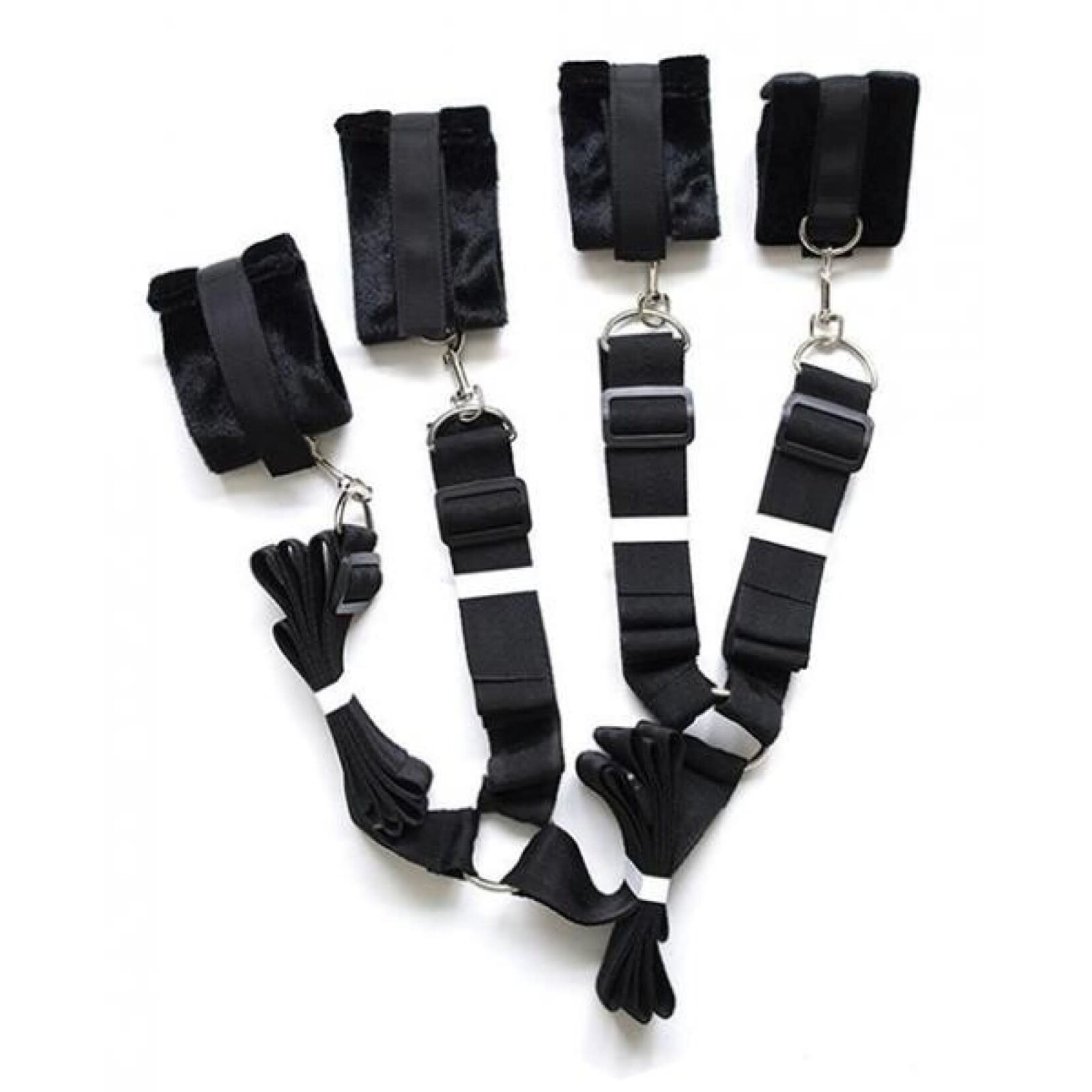 Bizarre Leather Fuzzy Bedroom Bondage Kit - Black