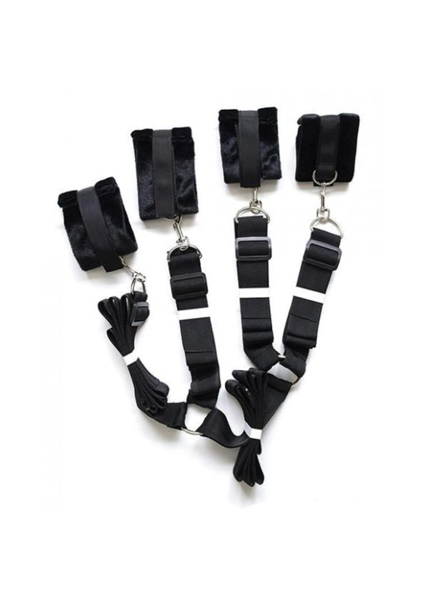 Bizarre Leather Fuzzy Bedroom Bondage Kit - Black