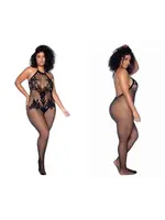 Mapale Vino Noir Floral Fishnet Bodystocking