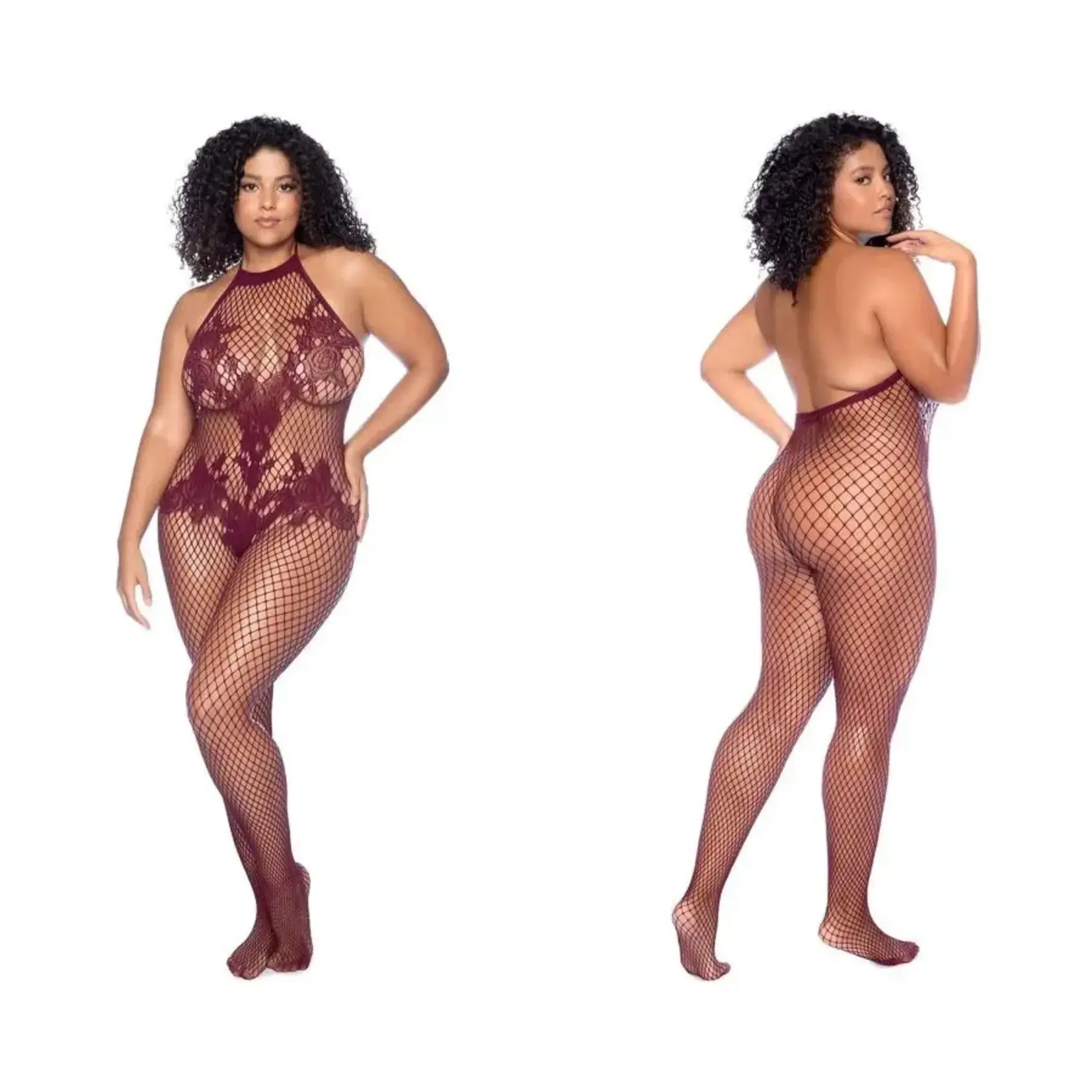 Mapale Vino Noir Floral Fishnet Bodystocking