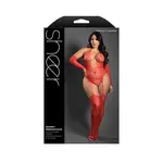 Fantasy Lingerie Secret Rendezvous Crotchless Teddy Bodystocking & Gloves