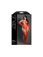 Fantasy Lingerie Secret Rendezvous Crotchless Teddy Bodystocking & Gloves