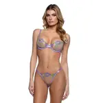 Roma Costumes Peony Blossom Embroidered Underwire Bra w/Tanga Panty 2 pc Set - Lilac