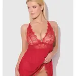 Shirley of Hollywood Mila Eyelash Lace & Mesh Babydoll w/G-String 2 pc Set - Red