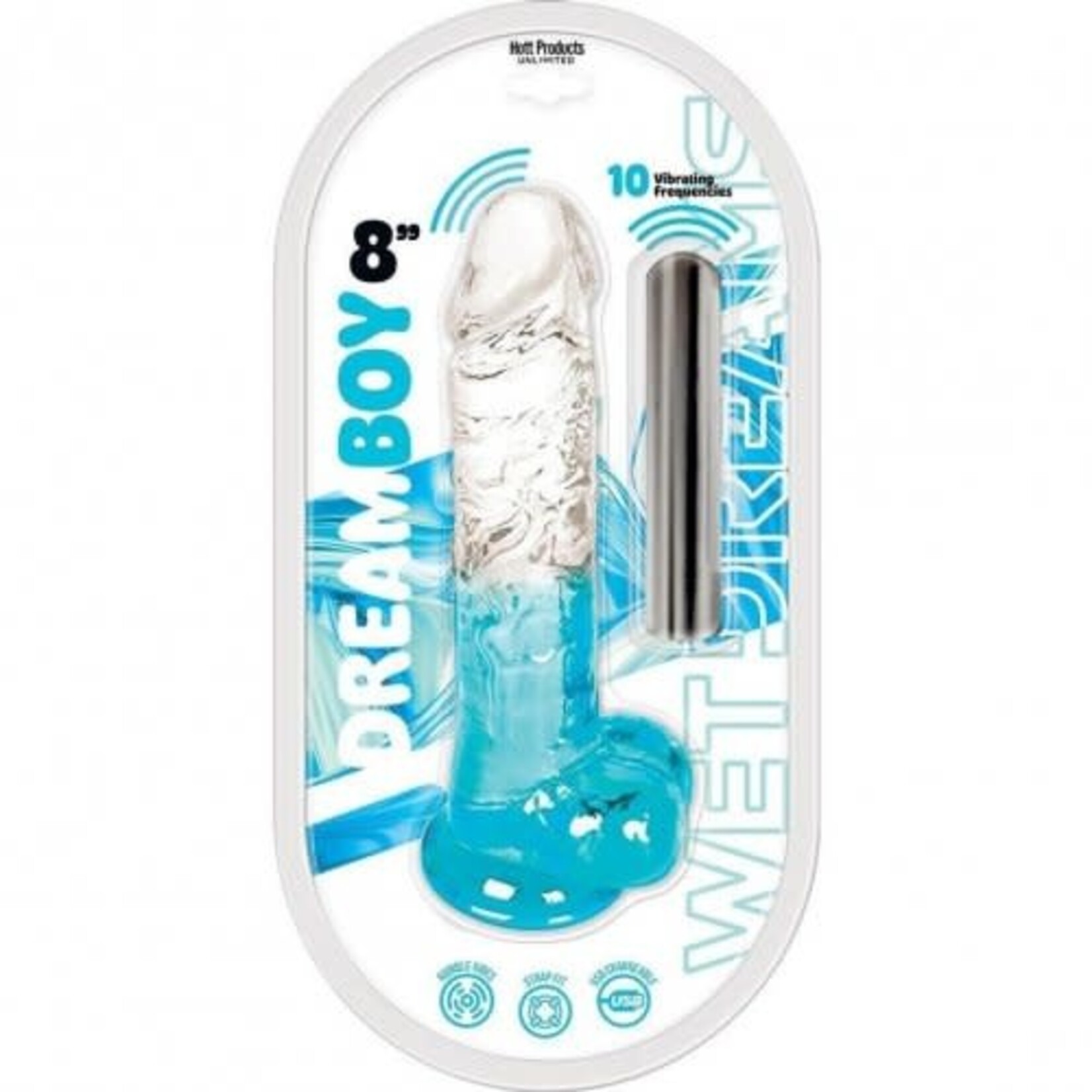 HOTT PRODUCTS Wet Dreams Dream Boy Jelly Vibrating Dildo