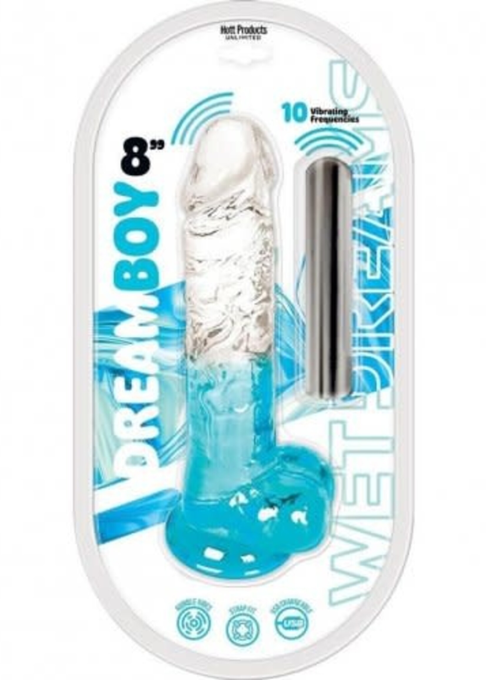 HOTT PRODUCTS Wet Dreams Dream Boy Jelly Vibrating Dildo