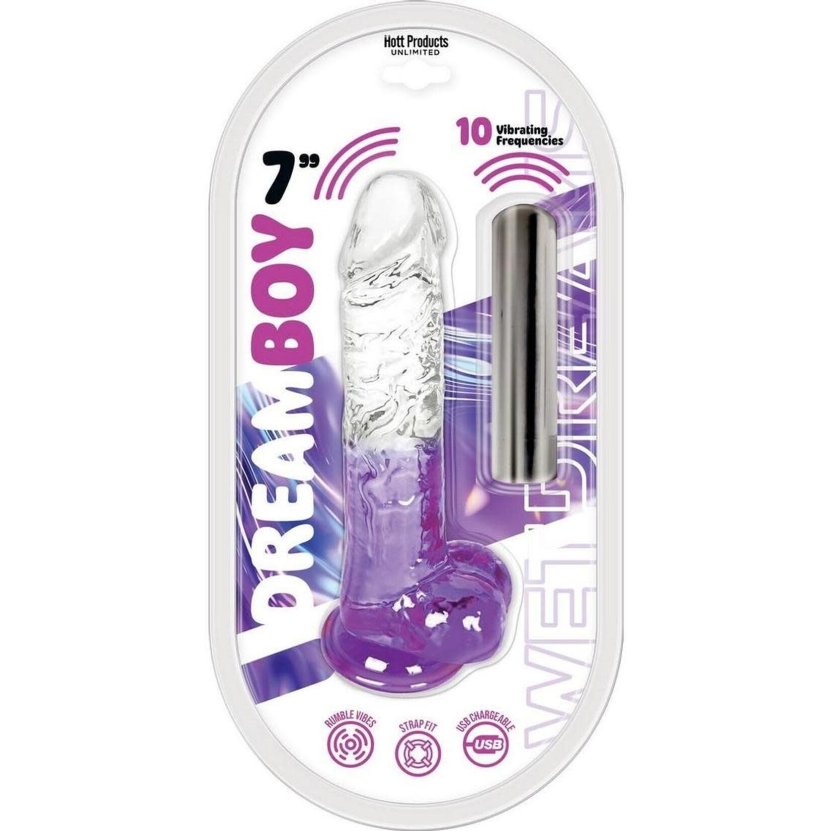 HOTT PRODUCTS Wet Dreams Dream Boy Jelly Vibrating Dildo