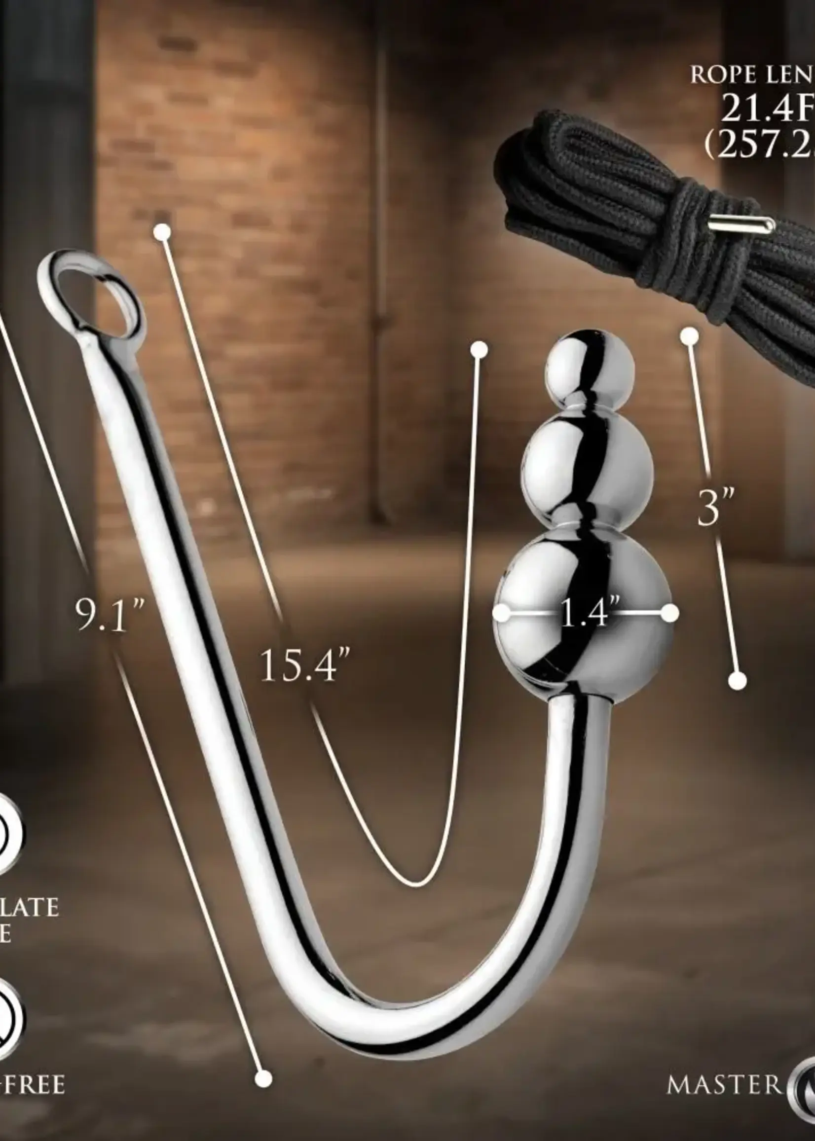 XR Brands Master Series Master Series Roped Anal Hook with Rope
