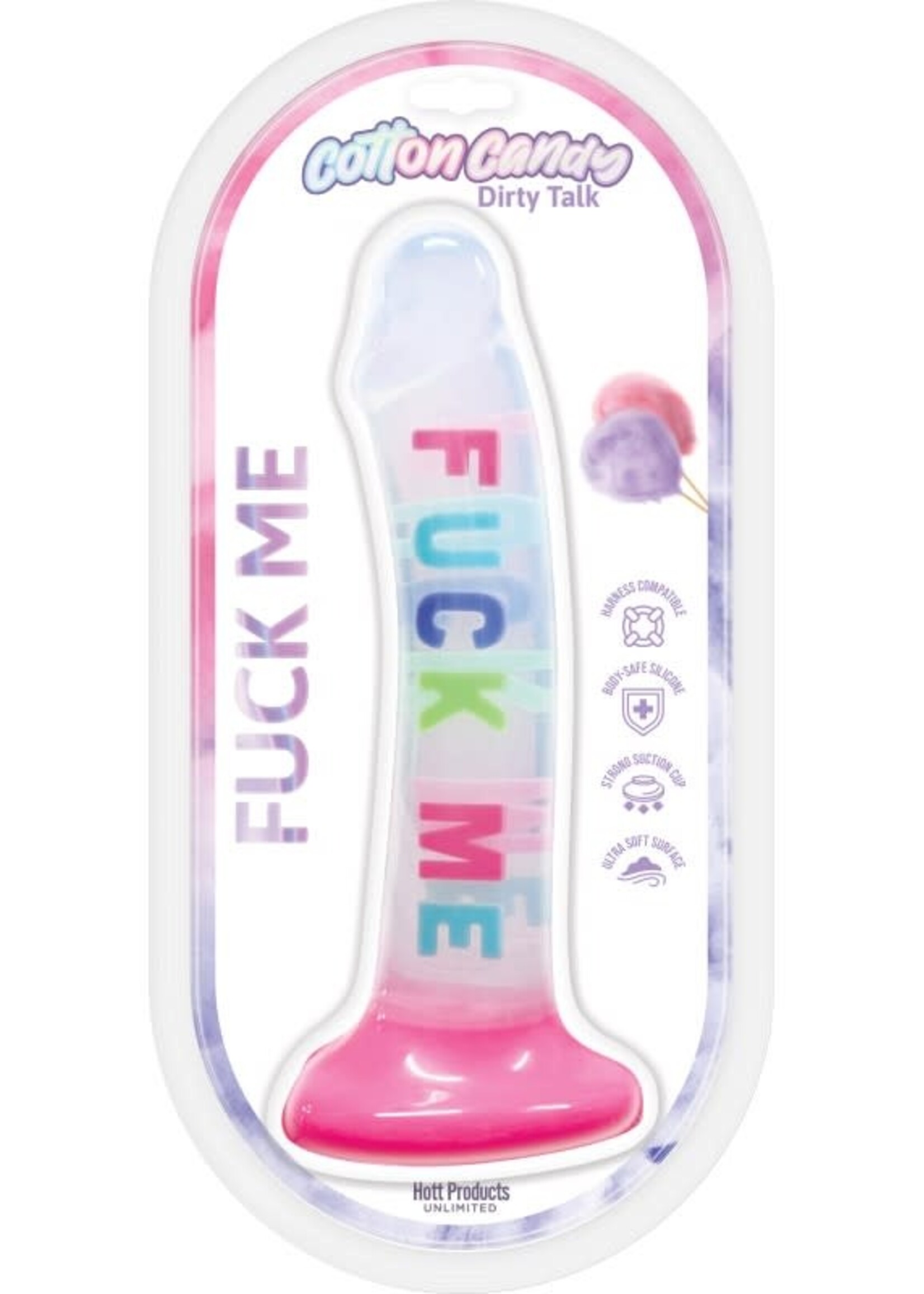 HOTT PRODUCTS Cotton Candy Dirty Talk Silicone Dildo