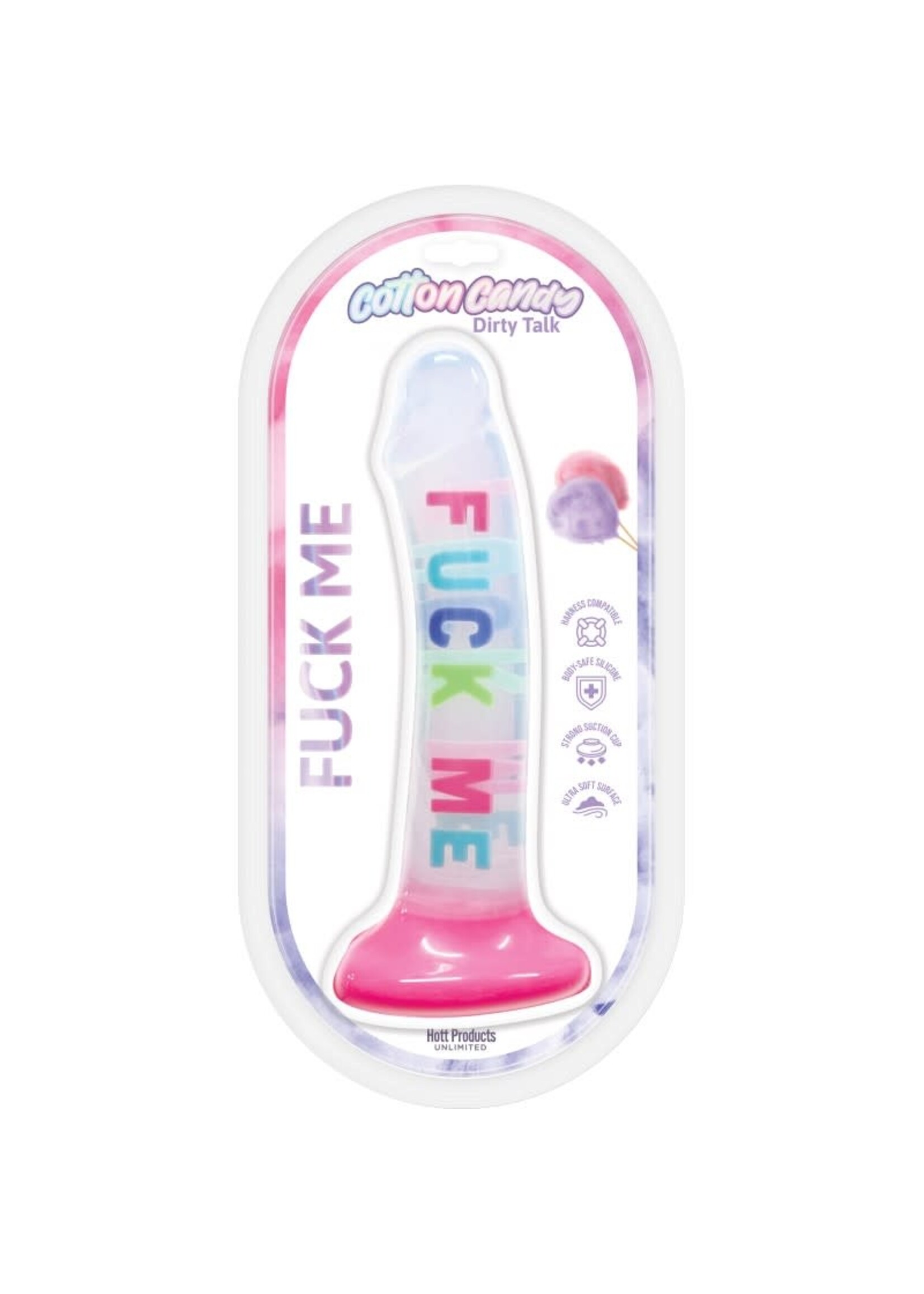 HOTT PRODUCTS Cotton Candy Dirty Talk Silicone Dildo